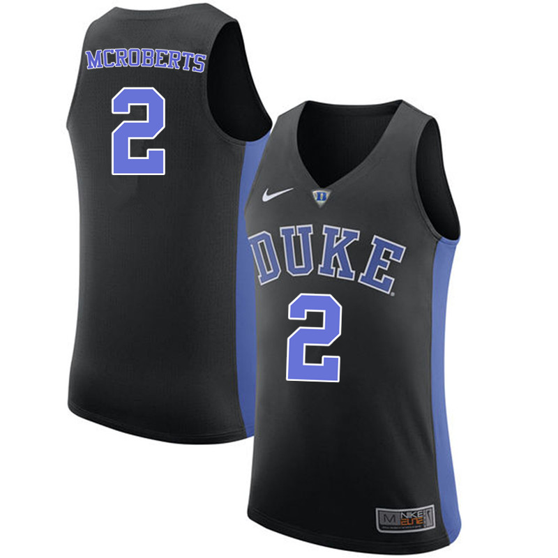 Men #2 Josh McRoberts Duke Blue Devils College Basketball Jerseys-Black